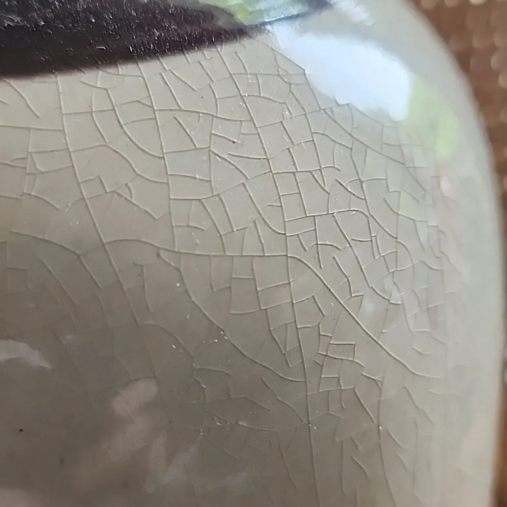 Crock Vases With Crazing & Embossed Euro Decorative Accents
